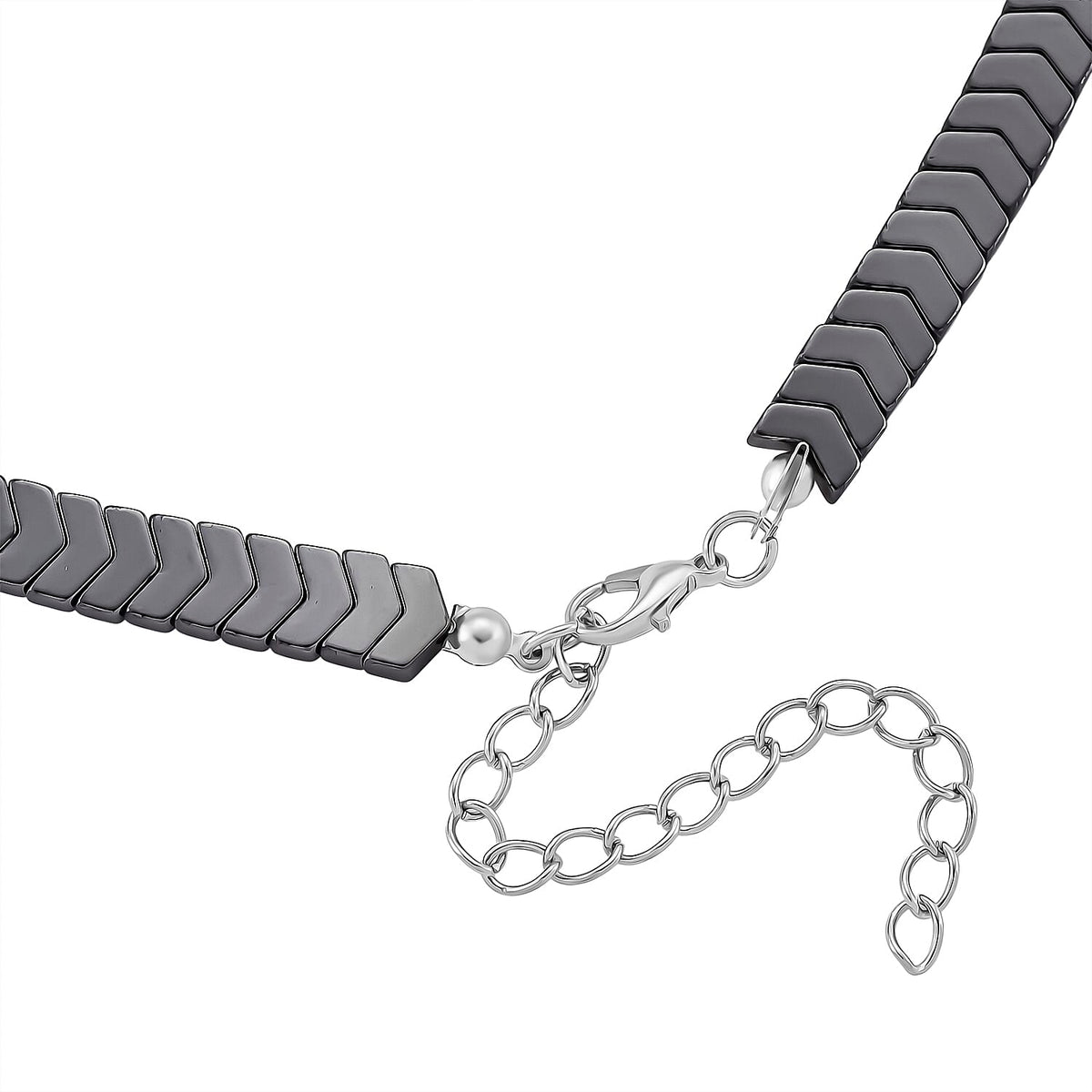 2 Piece Set -  Hematite Stone Strechable Bracelet (Size - 7.5) and Necklace (Size 19.25 + 2 Ext) in SIlver Tone 303.50 Ct. V32752969 5