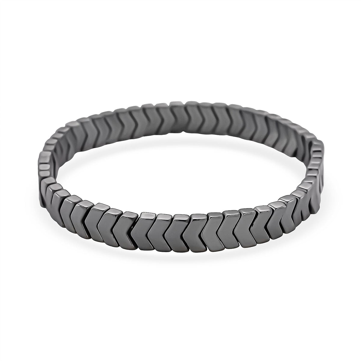 2 Piece Set -  Hematite Stone Strechable Bracelet (Size - 7.5) and Necklace (Size 19.25 + 2 Ext) in SIlver Tone 303.50 Ct. V32752969 6