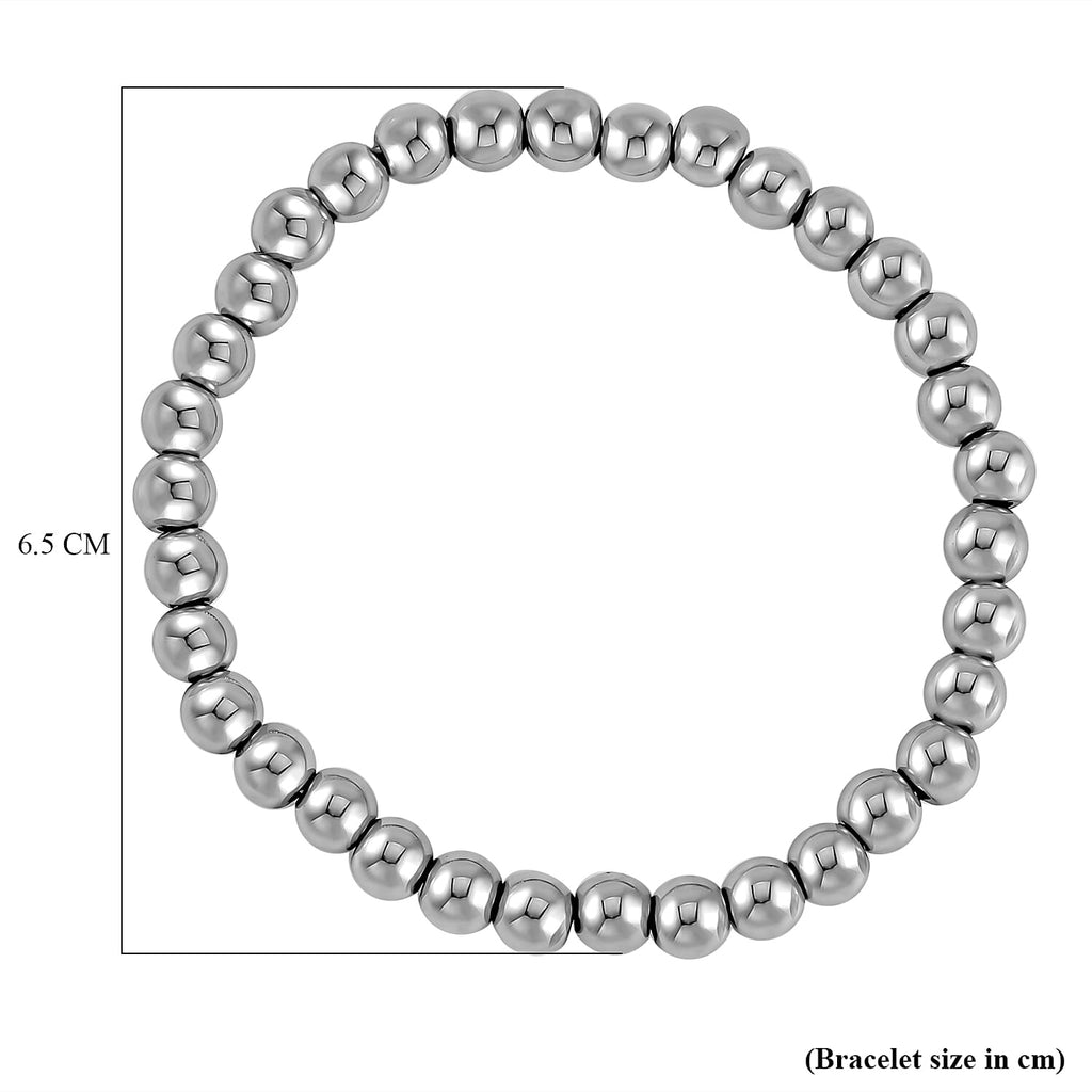 2 Piece Set - Hematite & White Shell Pearl Necklace (Size 19.5) and Adjustable Bracelet (Size 7.25)