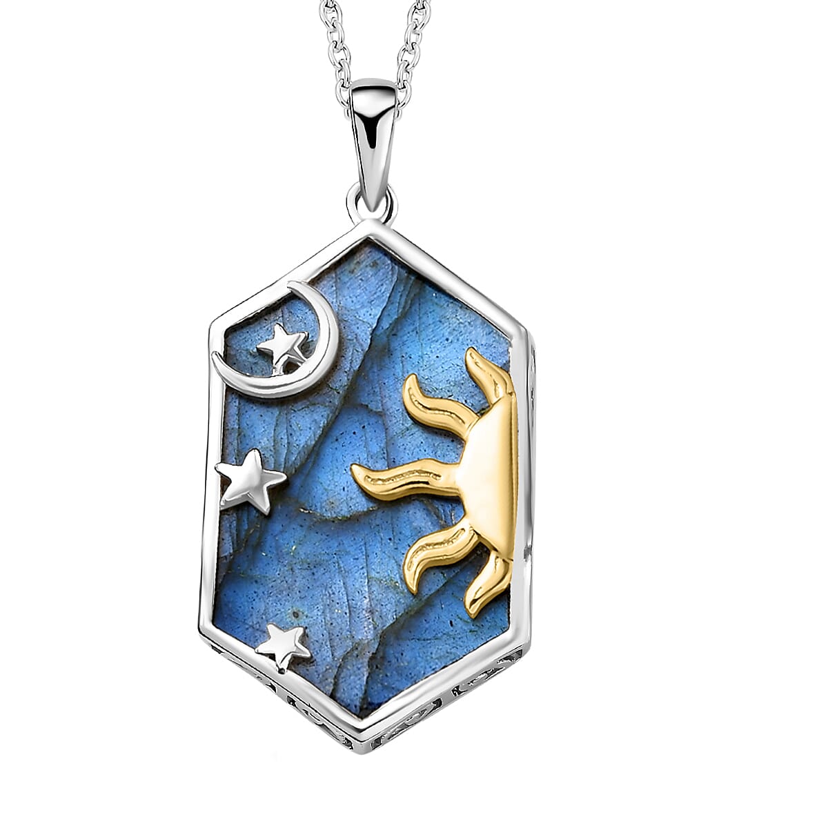 2 Piece Set -  Labradorite Rope Chain and Fancy Pendant in Two Tone Plated Sterling Silver 18.86 Ct. 4201064 0