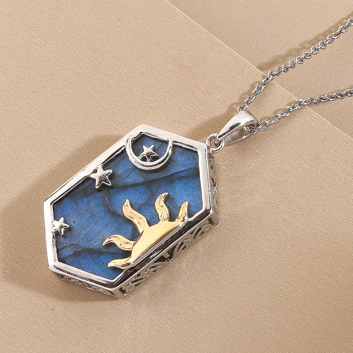 2 Piece Set -  Labradorite Rope Chain and Fancy Pendant in Two Tone Plated Sterling Silver 18.86 Ct. 4201064 3