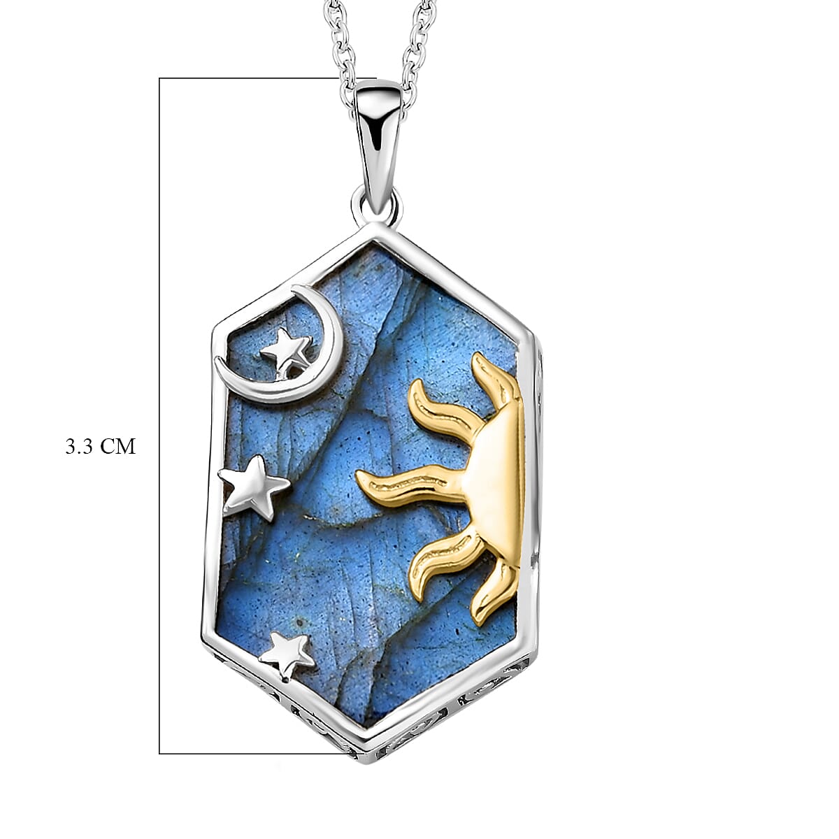 2 Piece Set -  Labradorite Rope Chain and Fancy Pendant in Two Tone Plated Sterling Silver 18.86 Ct. 4201064 7