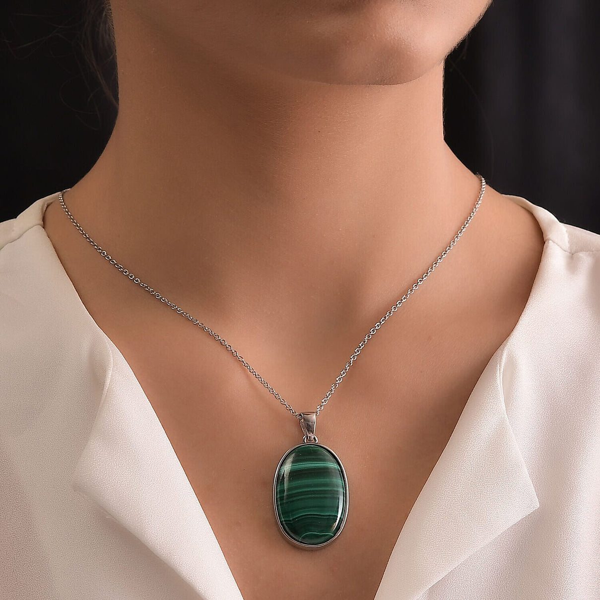 Malachite Pendant with Free Chain (Size - 20) 28.50 Ct 4400831 8