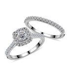 2 Piece Set - Moissanite Ring in Platinum Overlay Sterling Silver