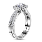 2 Piece Set - Moissanite Ring in Platinum Overlay Sterling Silver