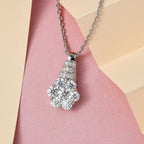 GP Art Deco Collection  - Moissanite Pendant with Chain (Size 20) in Platinum Overlay Sterling Silver