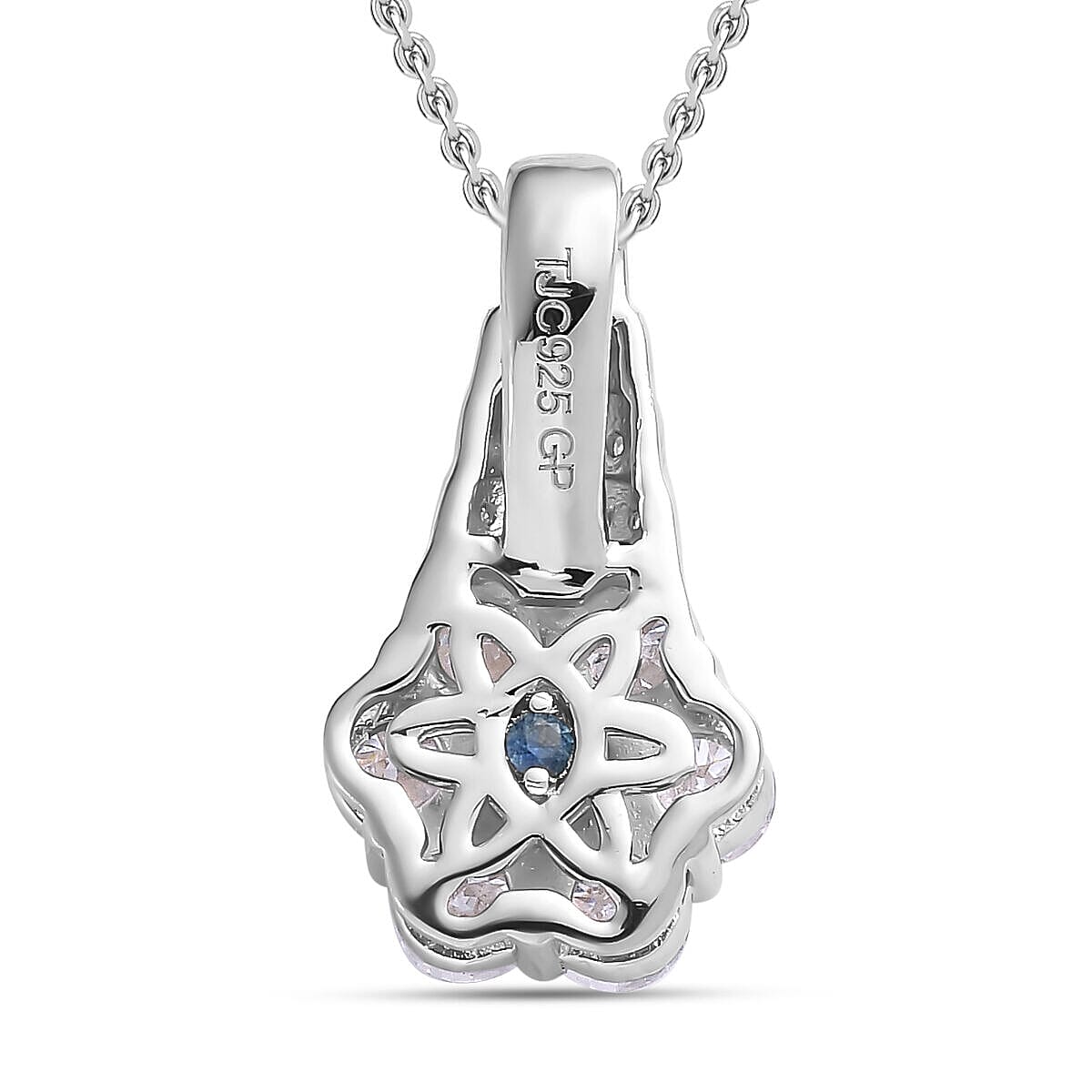 GP- Moissanite Cluster Pendant And Chain in Platinum Overlay Sterling Silver 4401208 5