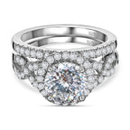 Set of 2 -  Moissanite Ring and Band Ring in Platinum Overlay Sterling Silver 2.23 Ct.
