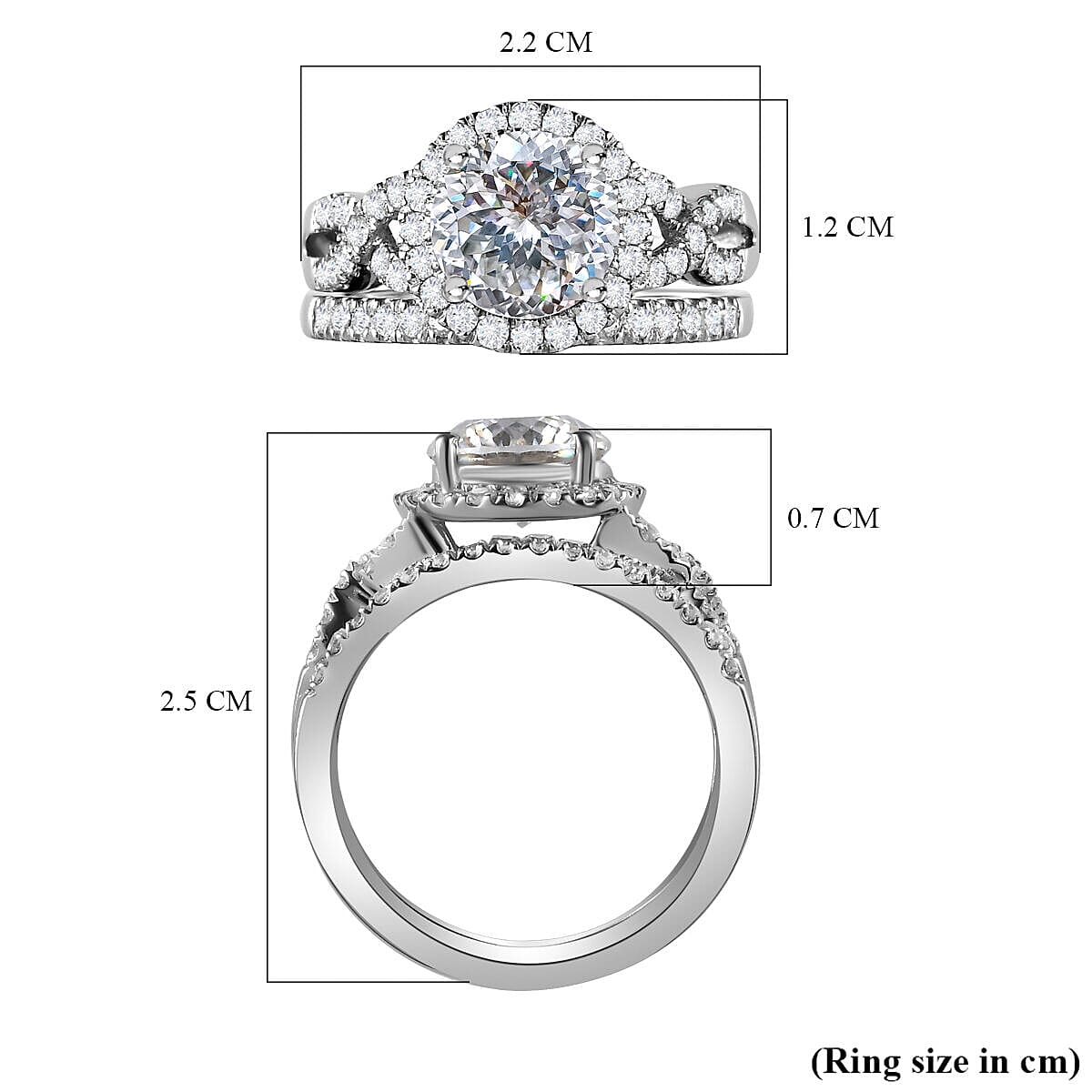 Set of 2 -  Moissanite Ring and Band Ring in Platinum Overlay Sterling Silver 2.23 Ct. 4127108 6