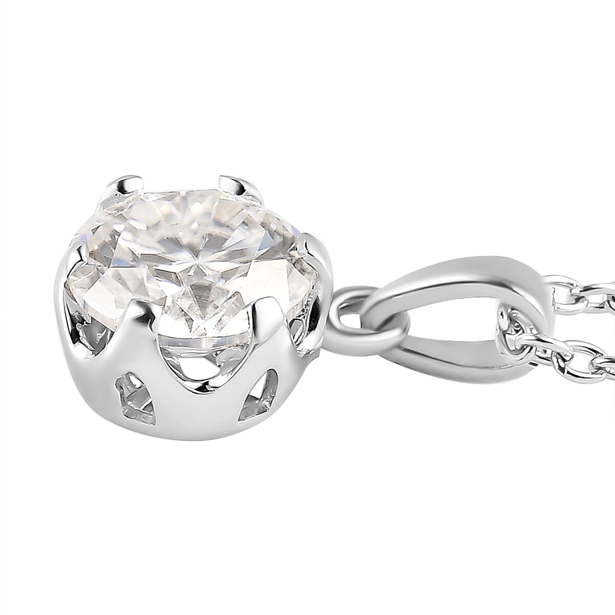 2 Piece Set - Moissanite Solitaire Pendant With Chain in Stainless Steel 1.69 Ct 4163150 4