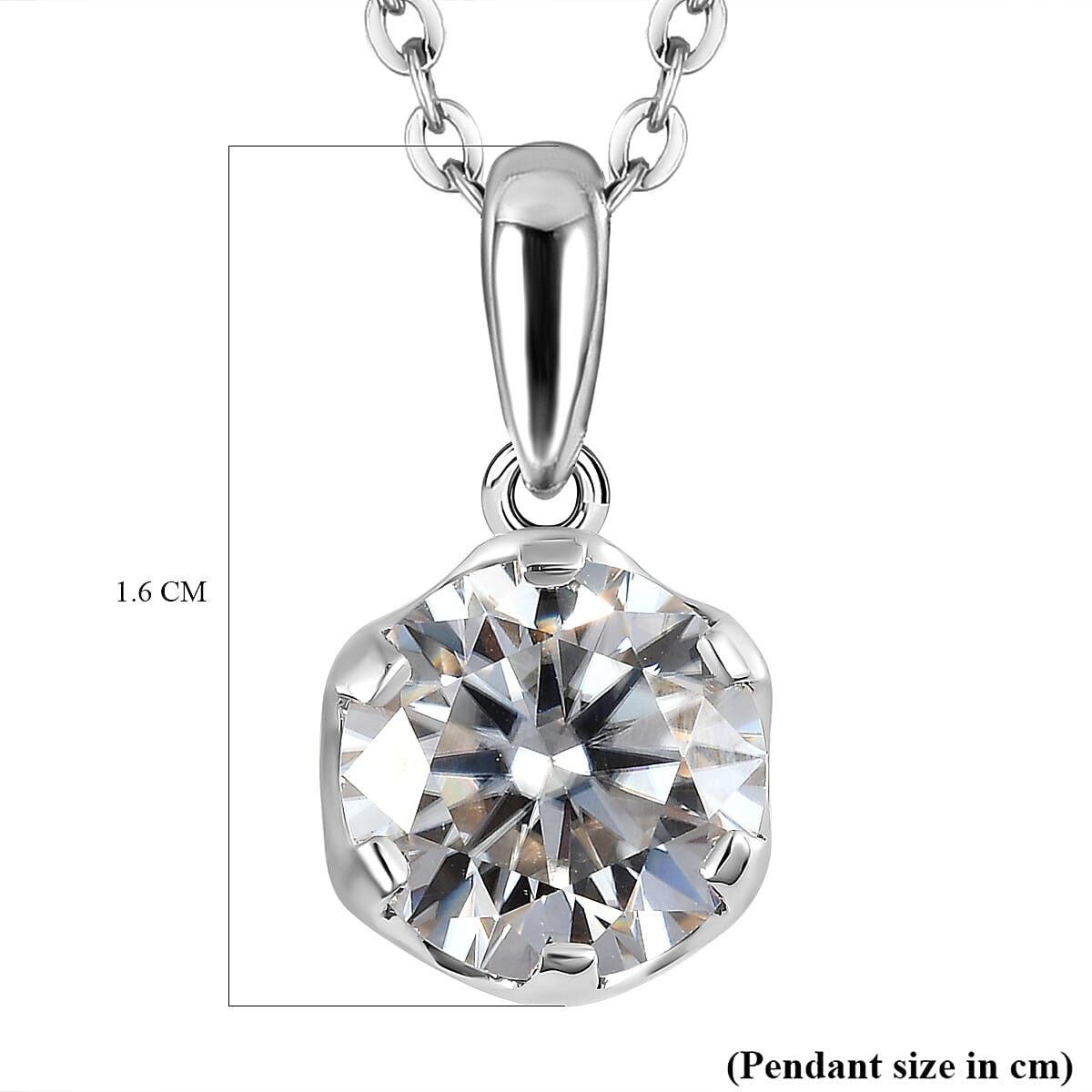 2 Piece Set - Moissanite Solitaire Pendant With Chain in Stainless Steel 1.69 Ct 4163150 7