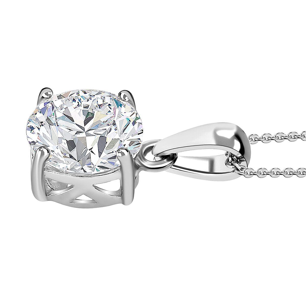 2 Piece Set - Moissanite Pendant with Chain (Size - 20) in Platinum Overlay Sterling Silver 1.23 Ct. 4401492 3