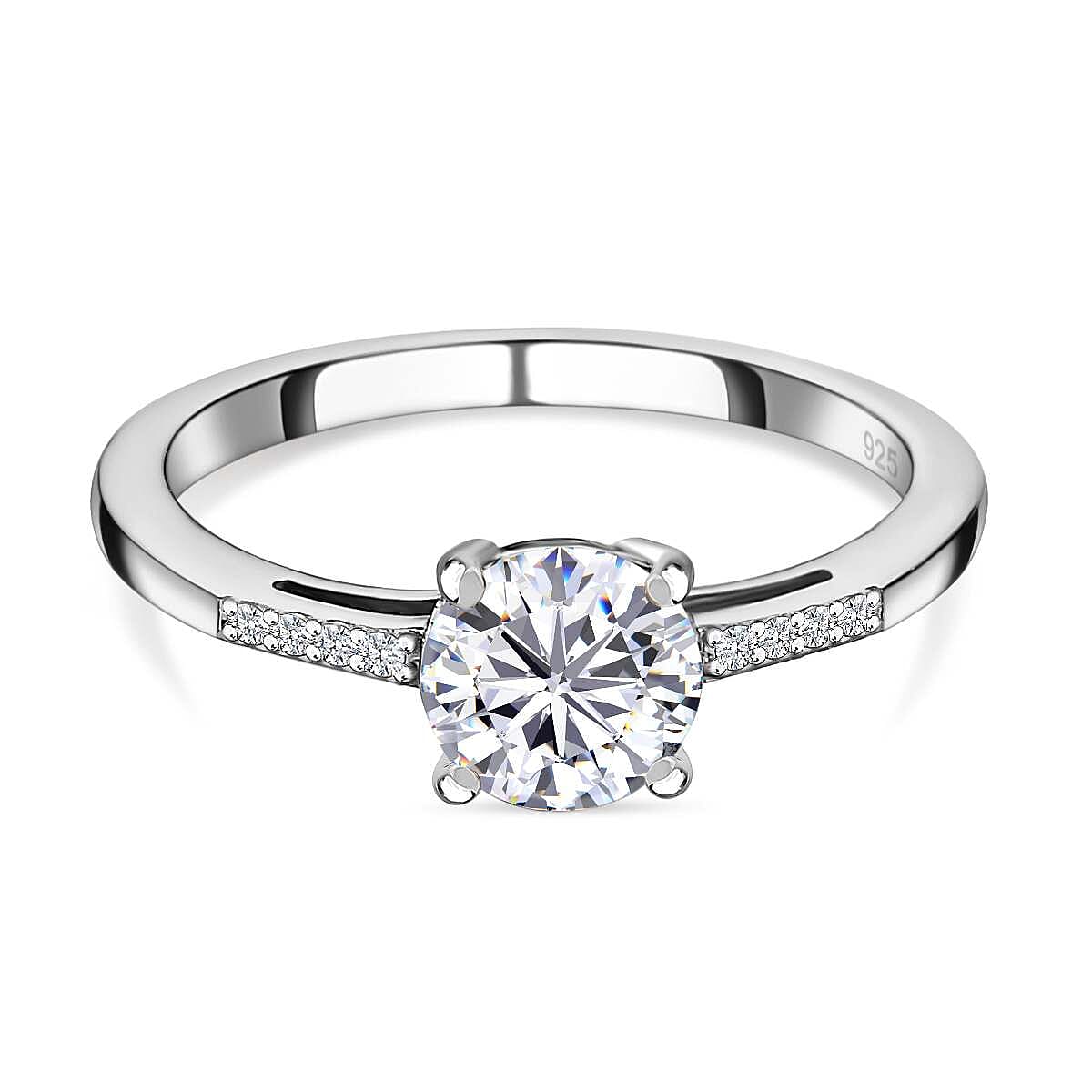 2 Piece Set - Moissanite Ring and Pendant with Chain (Size 20) in Platinum Overlay Sterling Silver 3.00 Ct, Silver Wt. 8.4 Gms 4190721 3