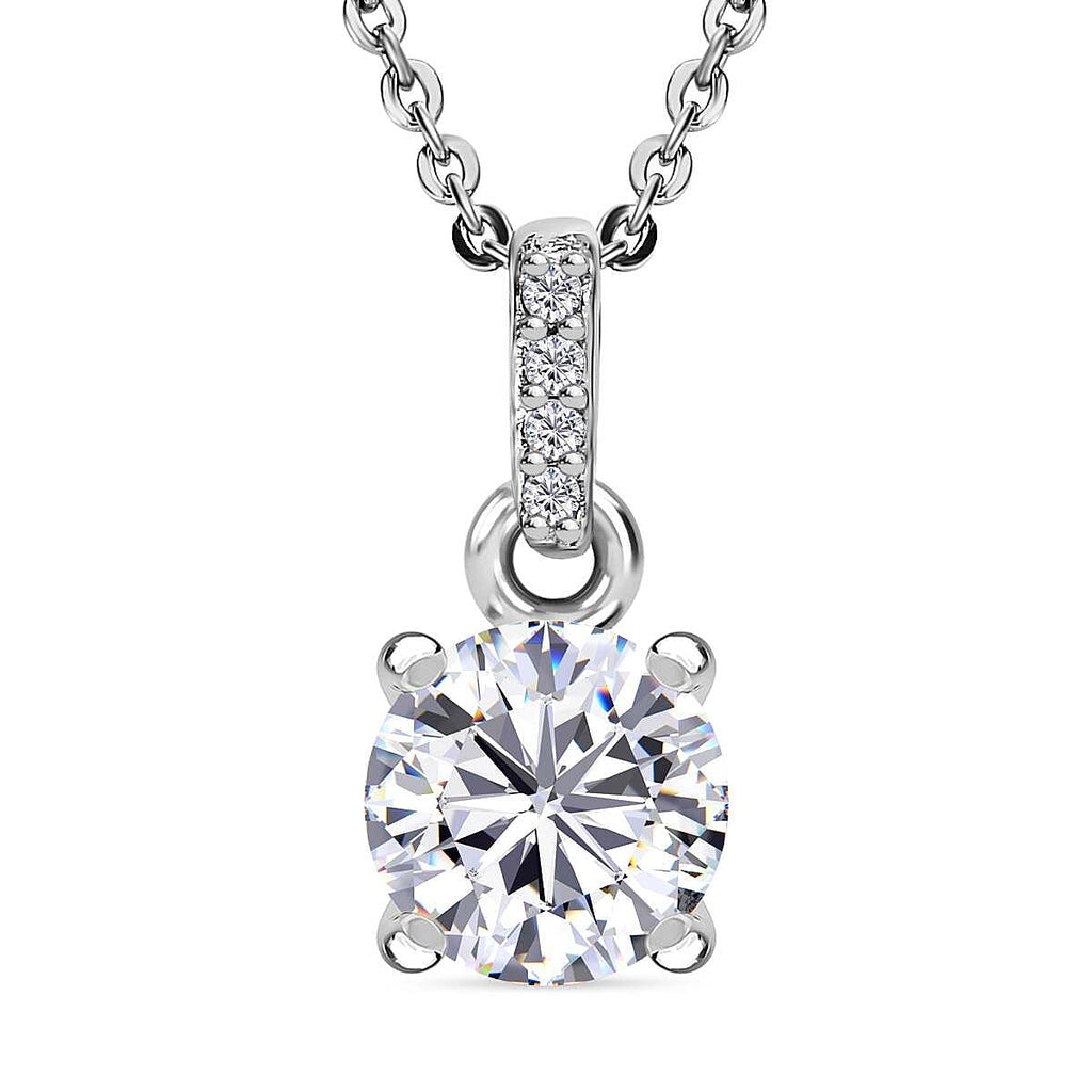 2 Piece Set - Moissanite Ring and Pendant with Chain (Size 20) in Platinum Overlay Sterling Silver 3.00 Ct,