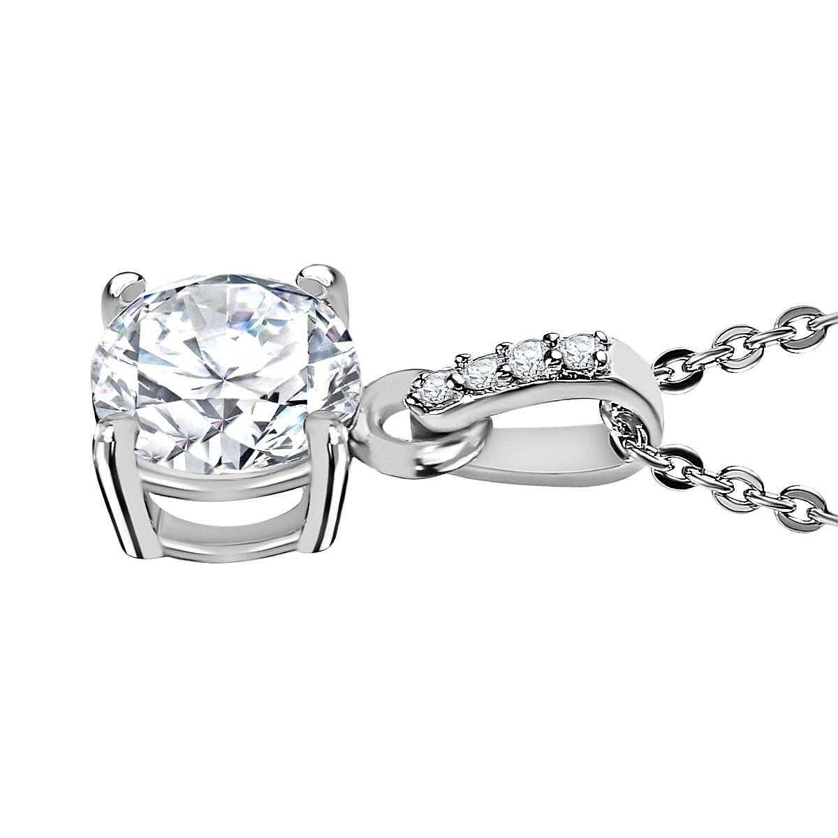 2 Piece Set - Moissanite Ring and Pendant with Chain (Size 20) in Platinum Overlay Sterling Silver 3.00 Ct, Silver Wt. 8.4 Gms 4190721 6