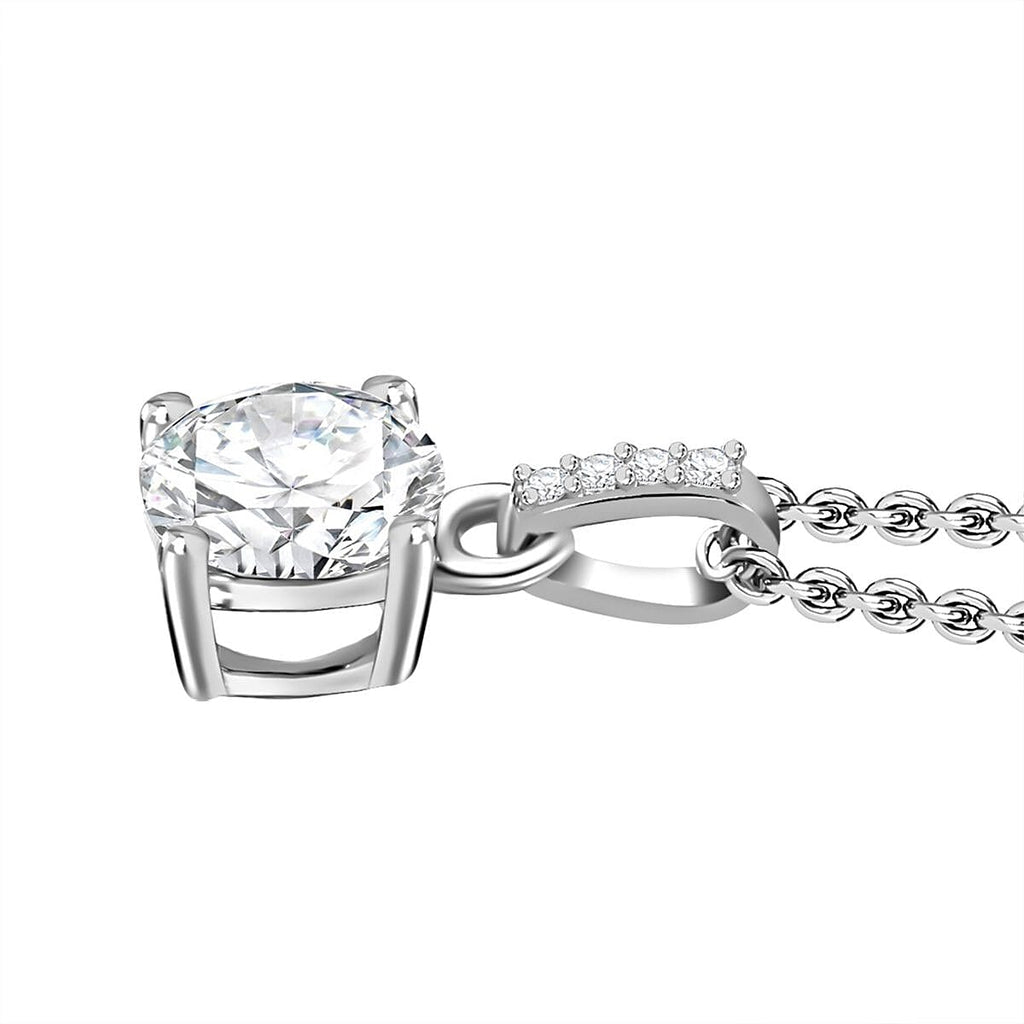 2 Piece Set - Moissanite Ring & Pendant with Chain (Size 20) in Rhodium Overlay Sterling Silver 1.78 Ct,