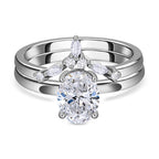 2 Piece Set -  Moissanite Solitaire Ring and Band Ring in Platinum Overlay Sterling Silver   1.390  Ct.