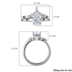 2 Piece Set -  Moissanite Solitaire Ring and Band Ring in Platinum Overlay Sterling Silver   1.390  Ct.