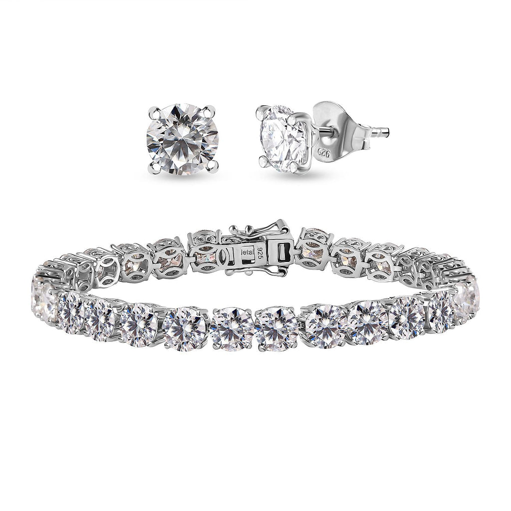 Moissanite Tennis Bracelet (Size 7.5) in Platinum Overlay Sterling Silver 23.70 Ct, Silver Wt 13.70 GM