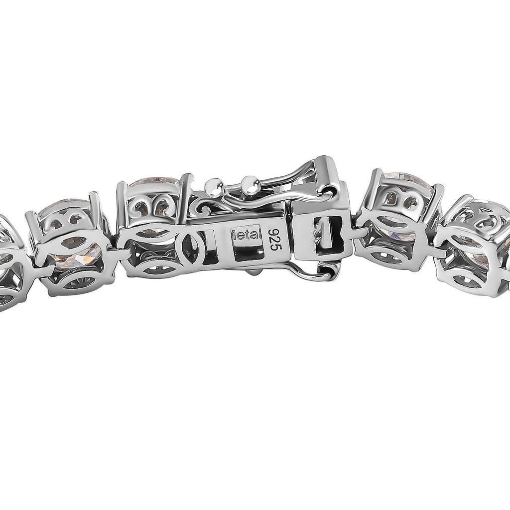 Moissanite Tennis Bracelet (Size 7.5) in Platinum Overlay Sterling Silver 23.70 Ct, Silver Wt 13.70 GM