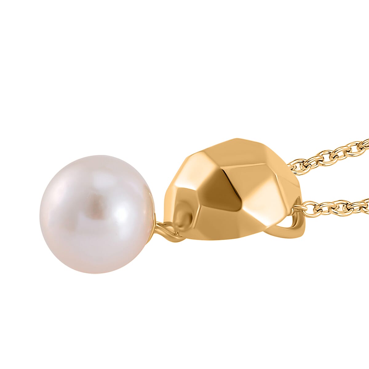 White Edison Pearl Diamond-Cut Pendant in 18K Yellow Gold Vermeil Plated Sterling Silver 8.84 Ct. 4280056 3