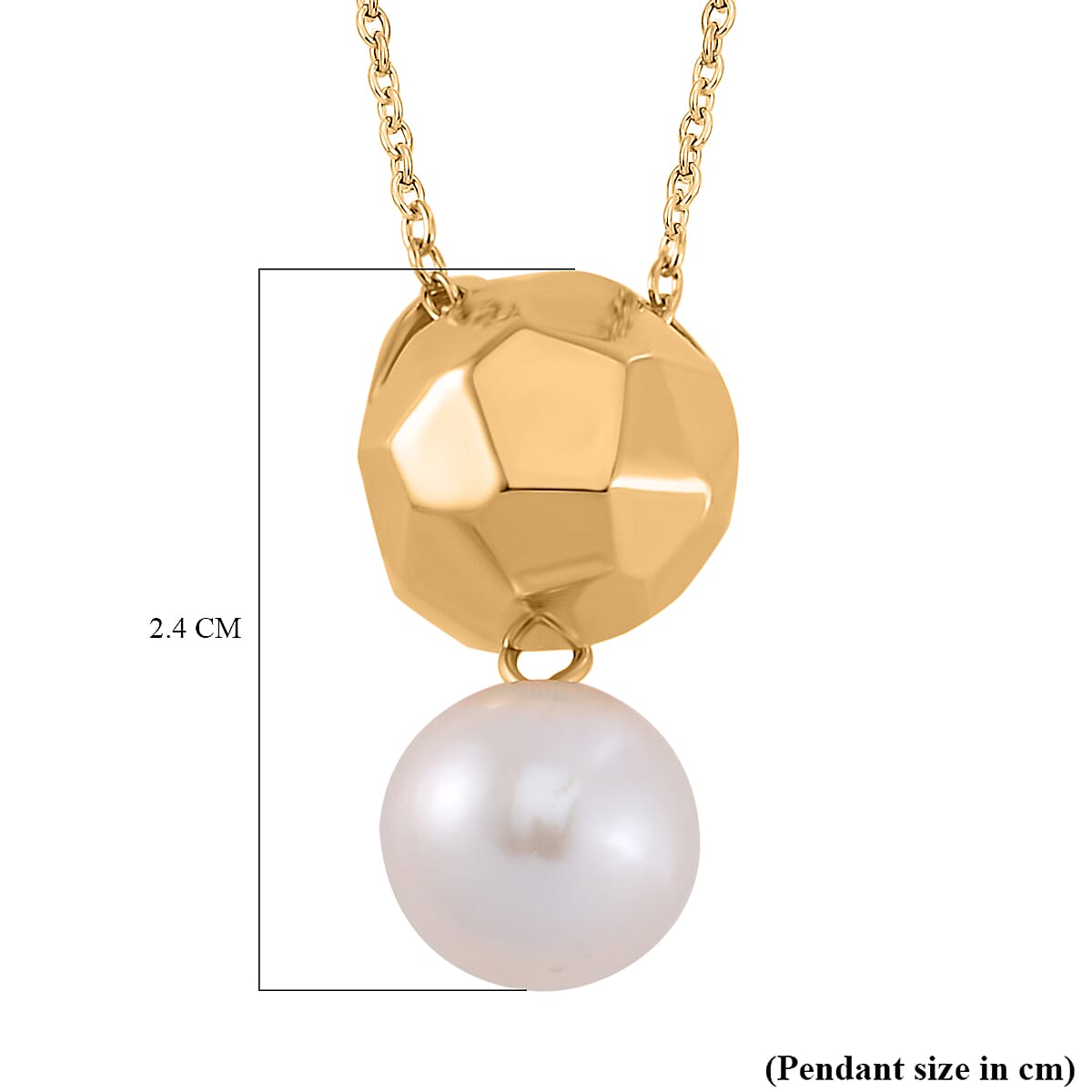 White Edison Pearl Diamond-Cut Pendant in 18K Yellow Gold Vermeil Plated Sterling Silver 8.84 Ct. 4280056 6