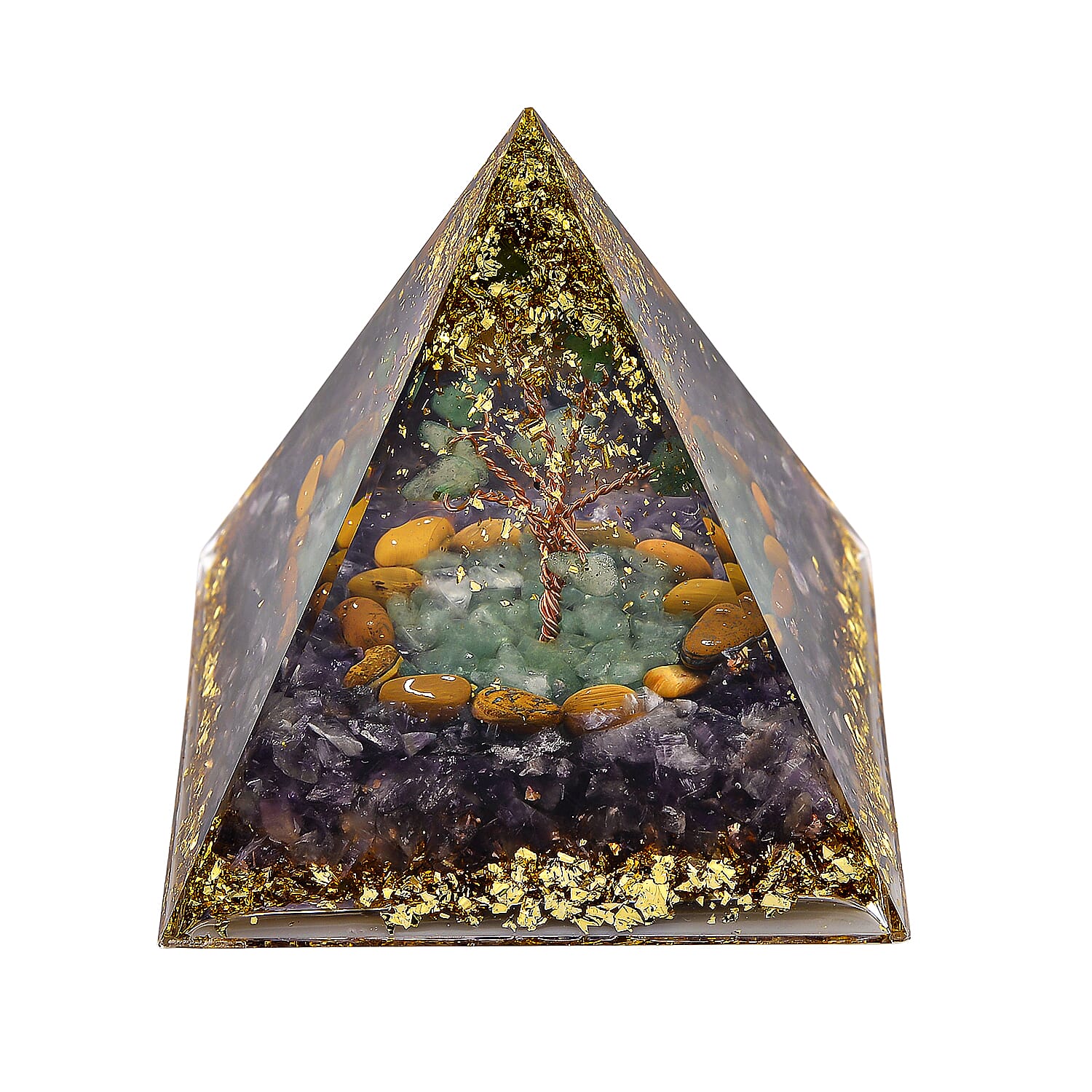 CloseOut Deal - 2 Piece Set - Multi Colour Gemstones Amethyst Pyramid Decorative &amp; Pendant with Chain (Size 20 + 2 Ext) V32533650 3