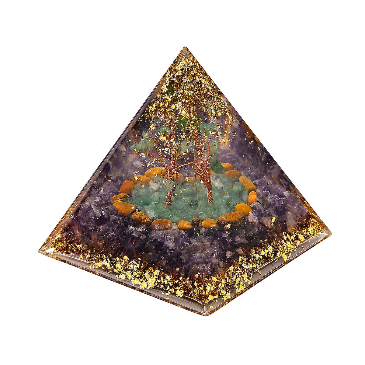 CloseOut Deal - 2 Piece Set - Multi Colour Gemstones Amethyst Pyramid Decorative &amp; Pendant with Chain (Size 20 + 2 Ext) V32533650 4