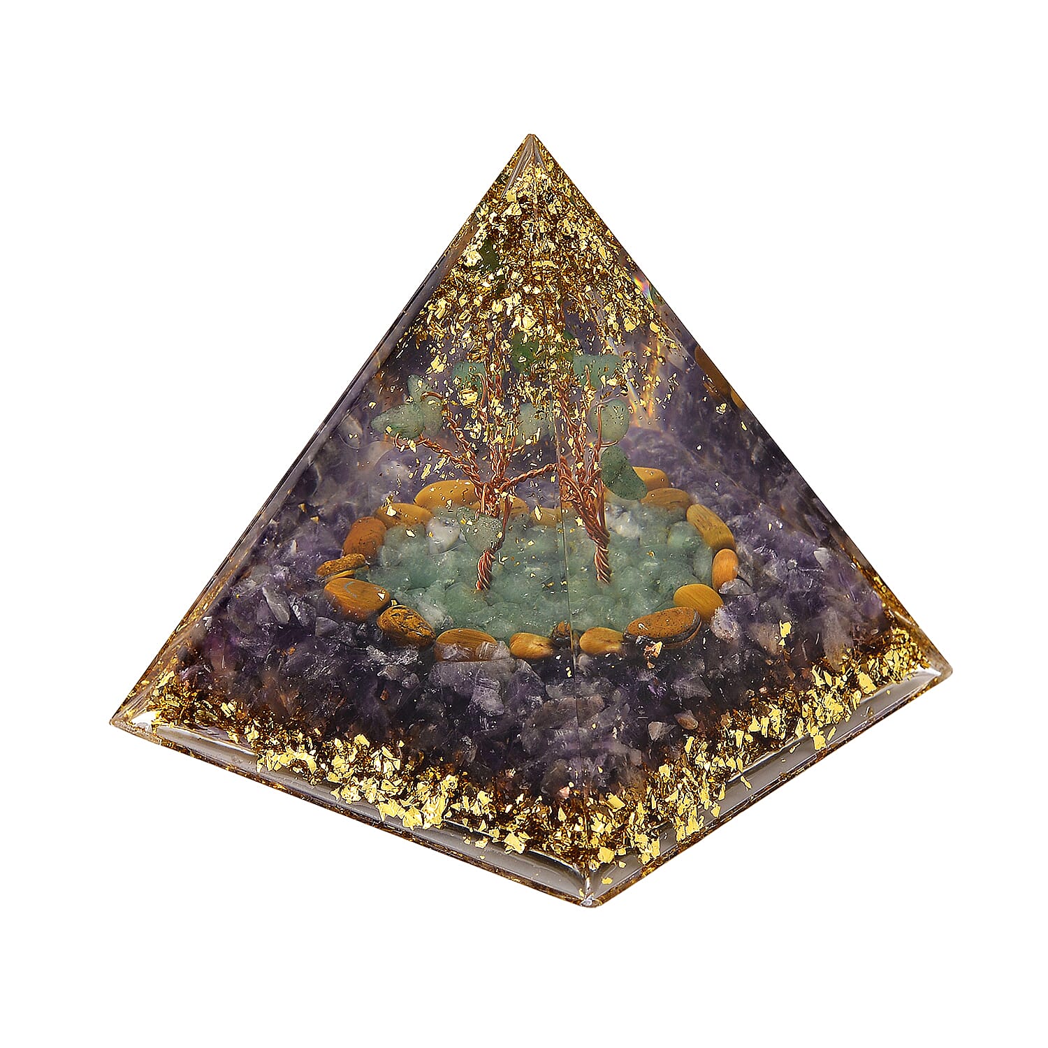CloseOut Deal - 2 Piece Set - Multi Colour Gemstones Amethyst Pyramid Decorative &amp; Pendant with Chain (Size 20 + 2 Ext) V32533650 4