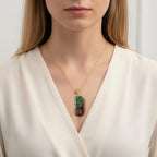 CloseOut Deal - 2 Piece Set - Multi Colour Gemstones Tiger Eye Pyramid Decorative & Pendant with Chain (Size 20 - 2 Ext)