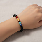 7 Chakra Raw Stones, 7 Chakra Tumbled Stones, 7 Colorful Gemstones. Lava Rock Chakra Bracelet and Chakra Therpay Guide