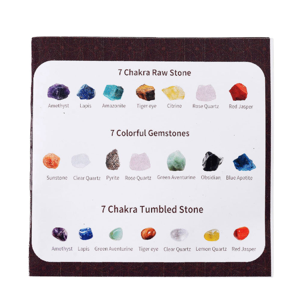 7 Chakra Raw Stones, 7 Chakra Tumbled Stones, 7 Colorful Gemstones. Lava Rock Chakra Bracelet and Chakra Therpay Guide