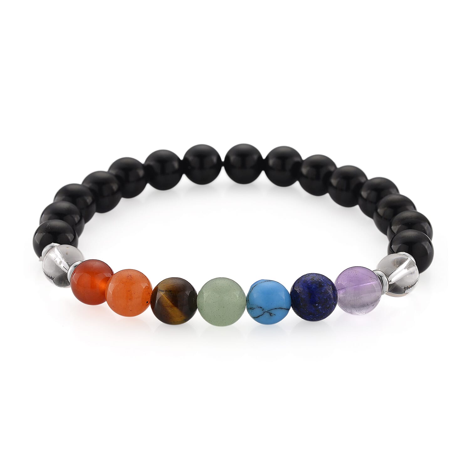 Tucson Find - 2 Piece Set - Seven Chakra Gemstone Frame with Stretchable Bracelet (Size 7.5 ) 150 Ct. 4393113 3