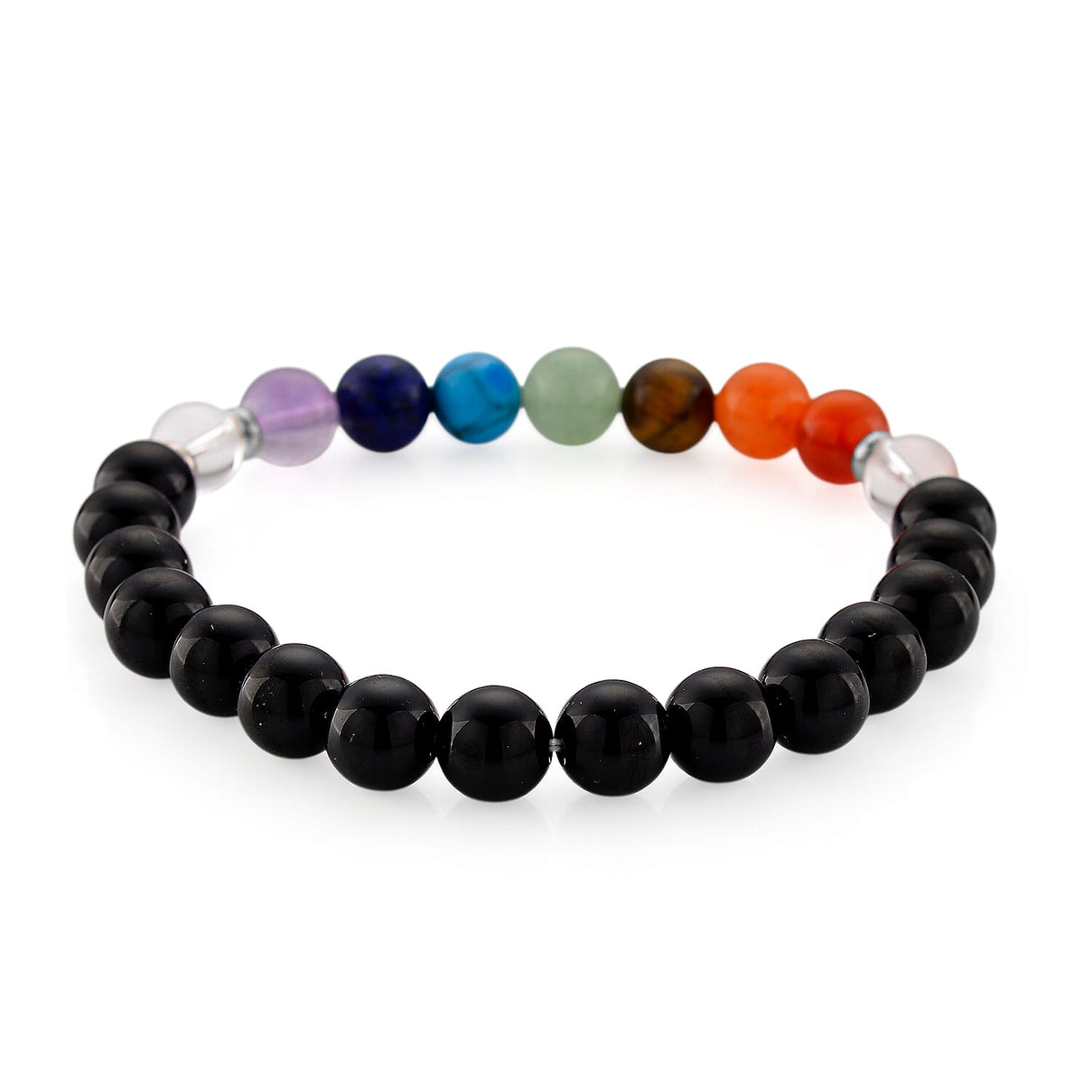 Tucson Find - 2 Piece Set - Seven Chakra Gemstone Frame with Stretchable Bracelet (Size 7.5 ) 150 Ct. 4393113 4