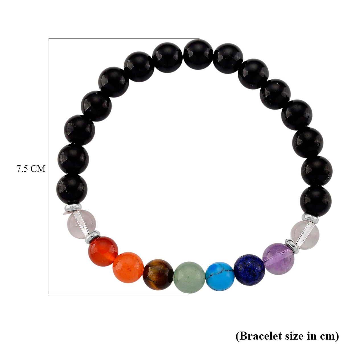 Tucson Find - 2 Piece Set - Seven Chakra Gemstone Frame with Stretchable Bracelet (Size 7.5 ) 150 Ct. 4393113 5