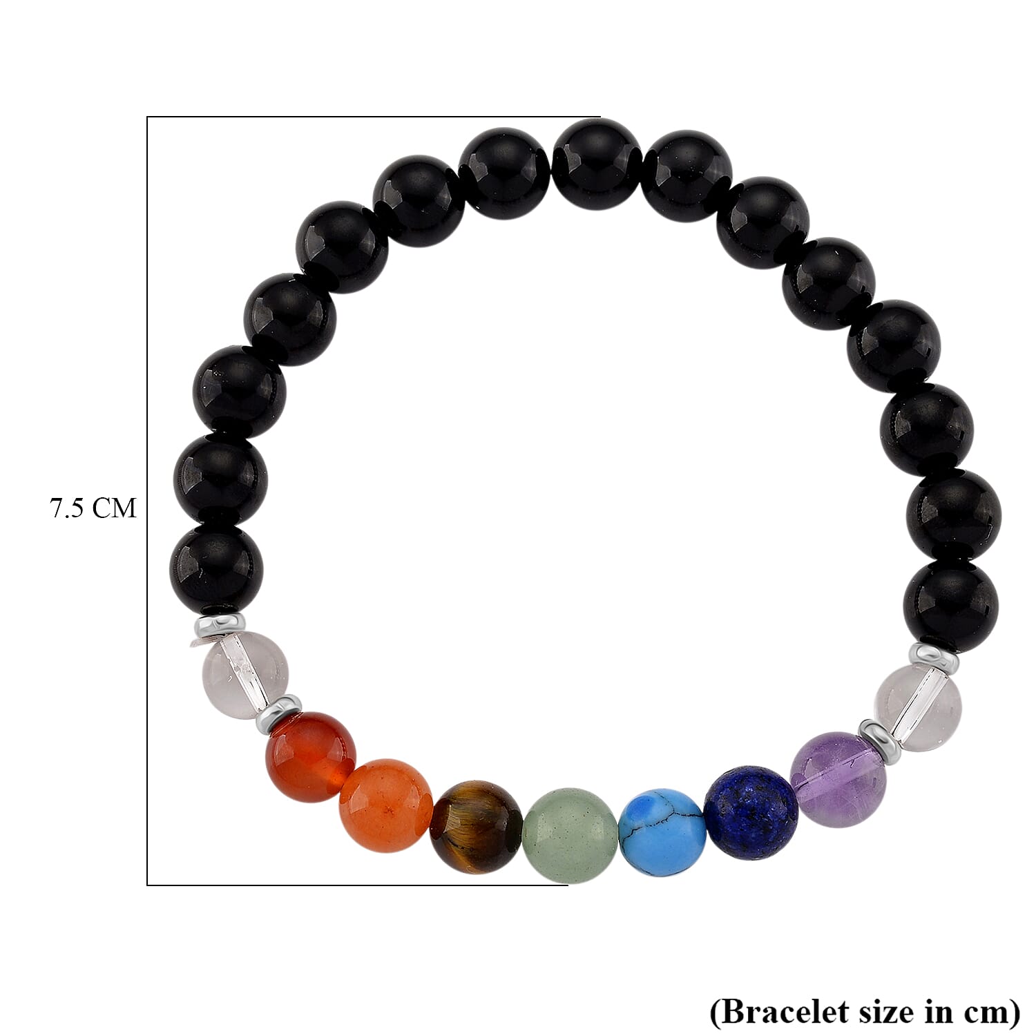 Tucson Find - 2 Piece Set - Seven Chakra Gemstone Frame with Stretchable Bracelet (Size 7.5 ) 150 Ct. 4393113 5