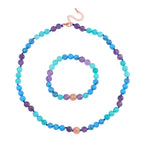2 Piece Set - Multi Gemstones Necklace (Size 18-2Ext.) and Strechable Bracelet 250.00 Ct.