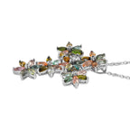 GP Italian Garden Collection - Multi-Tourmaline and Natural Zircon Floral Pendant with Chain (Size 20) in Platinum Overlay Sterling Silver 4.70 Ct
