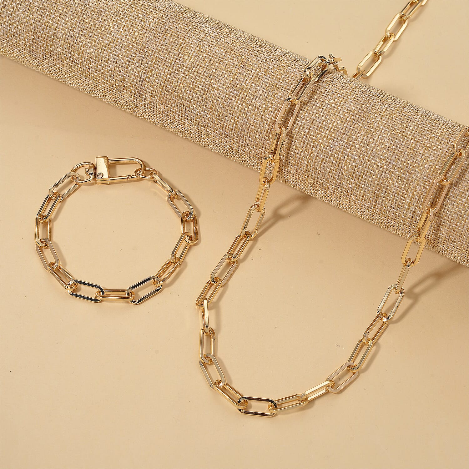 2 Piece Set - 7MM Paperclip Necklace (Size 30) and Bracelet (Size 8) with Fancy Clasp 4396218 2