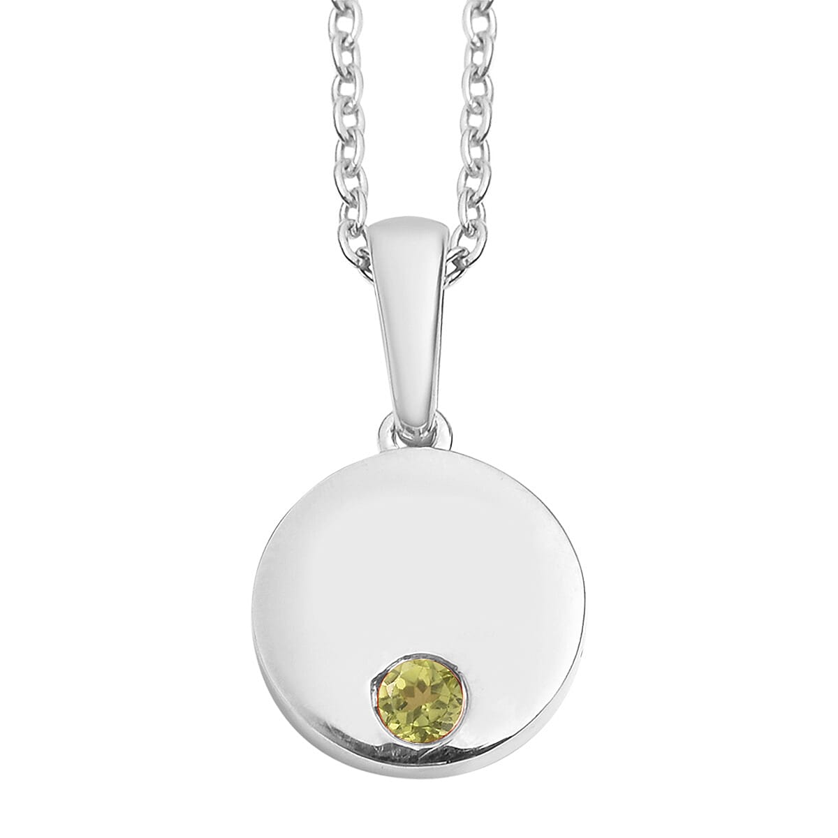 2 Piece Set - Peridot Cable Chain CL-35 and Pendant Sterling Silver 0.10 ct 0.100 Ct. 3700963 0