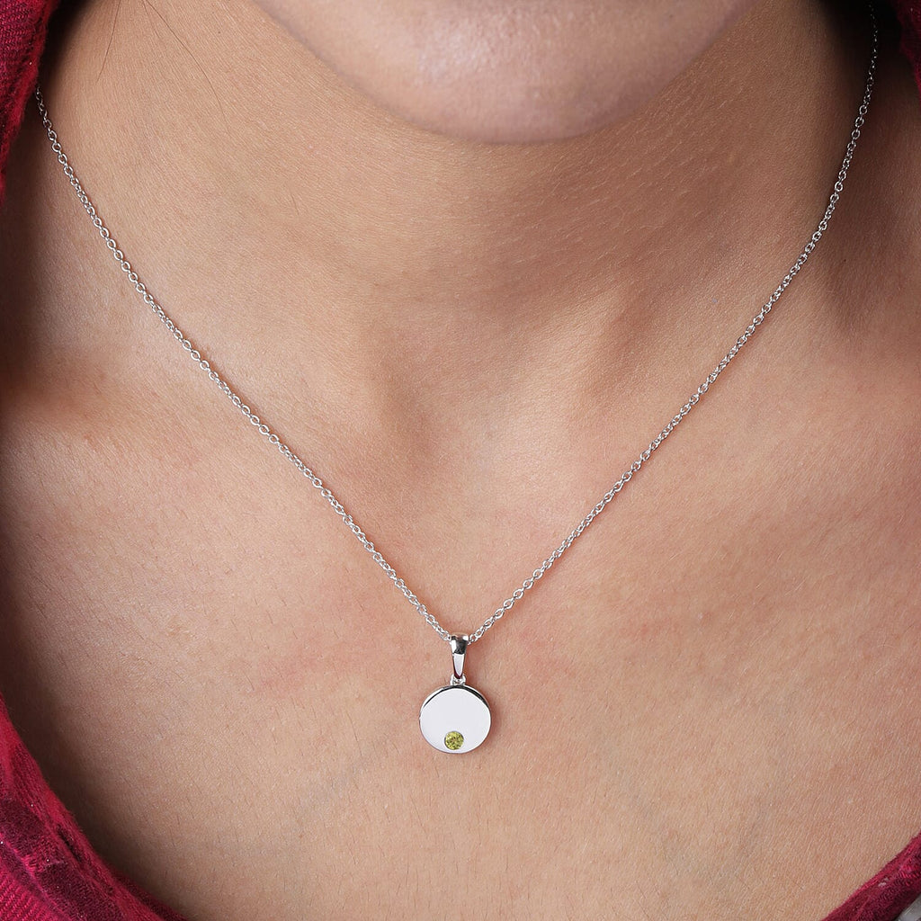 2 Piece Set -  Peridot Cable Chain CL-35 and Pendant  Sterling Silver 0.10 ct  0.100  Ct.