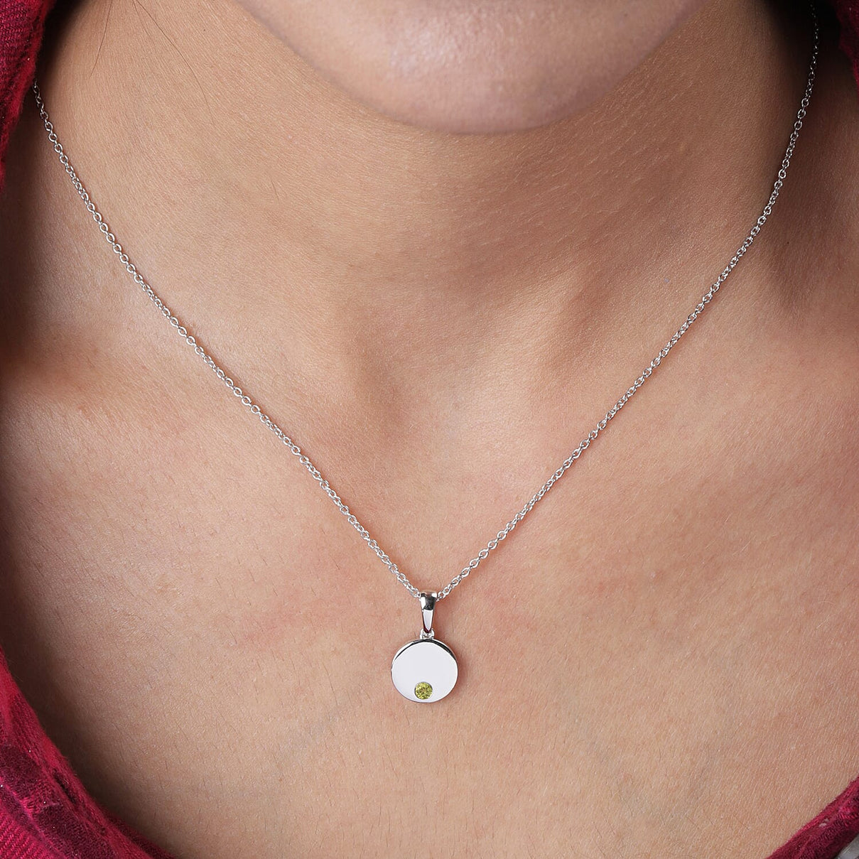 2 Piece Set - Peridot Cable Chain CL-35 and Pendant Sterling Silver 0.10 ct 0.100 Ct. 3700963 1