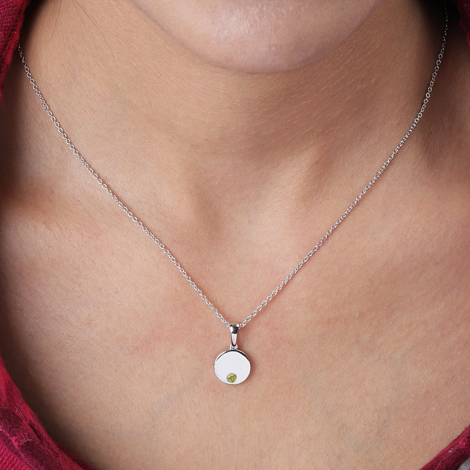 2 Piece Set - Peridot Cable Chain CL-35 and Pendant Sterling Silver 0.10 ct 0.100 Ct. 3700963 1