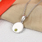 2 Piece Set -  Peridot Cable Chain CL-35 and Pendant  Sterling Silver 0.10 ct  0.100  Ct.