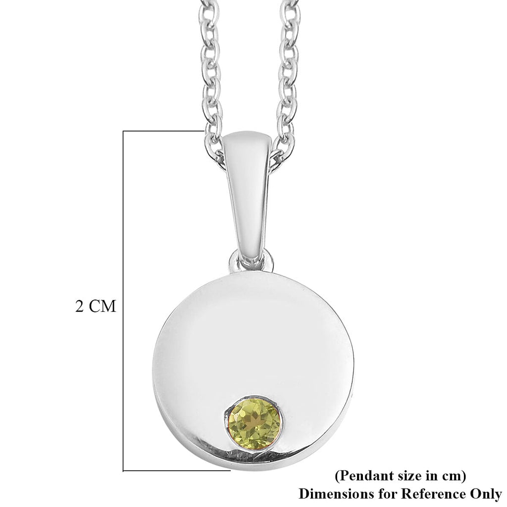 2 Piece Set -  Peridot Cable Chain CL-35 and Pendant  Sterling Silver 0.10 ct  0.100  Ct.