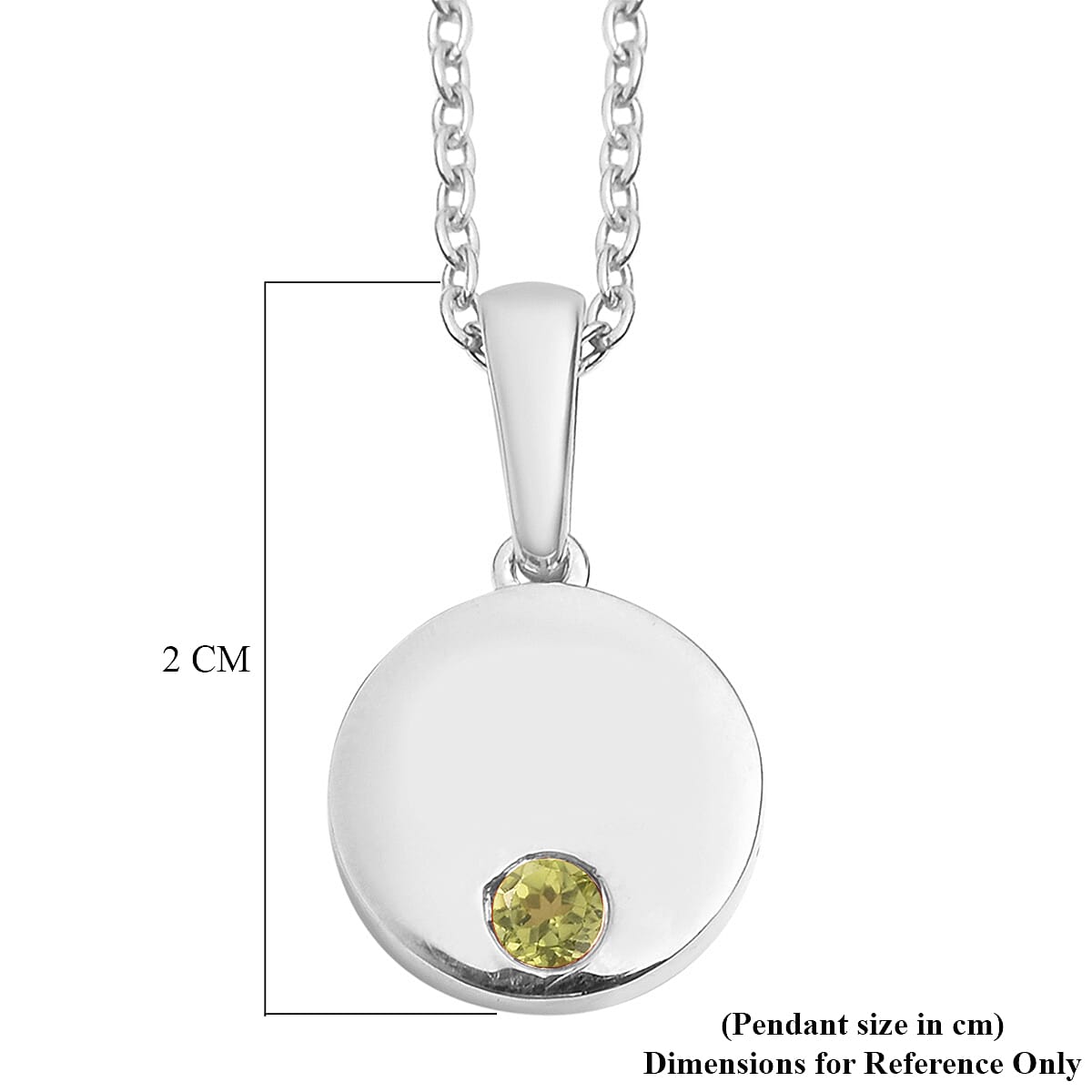 2 Piece Set - Peridot Cable Chain CL-35 and Pendant Sterling Silver 0.10 ct 0.100 Ct. 3700963 3
