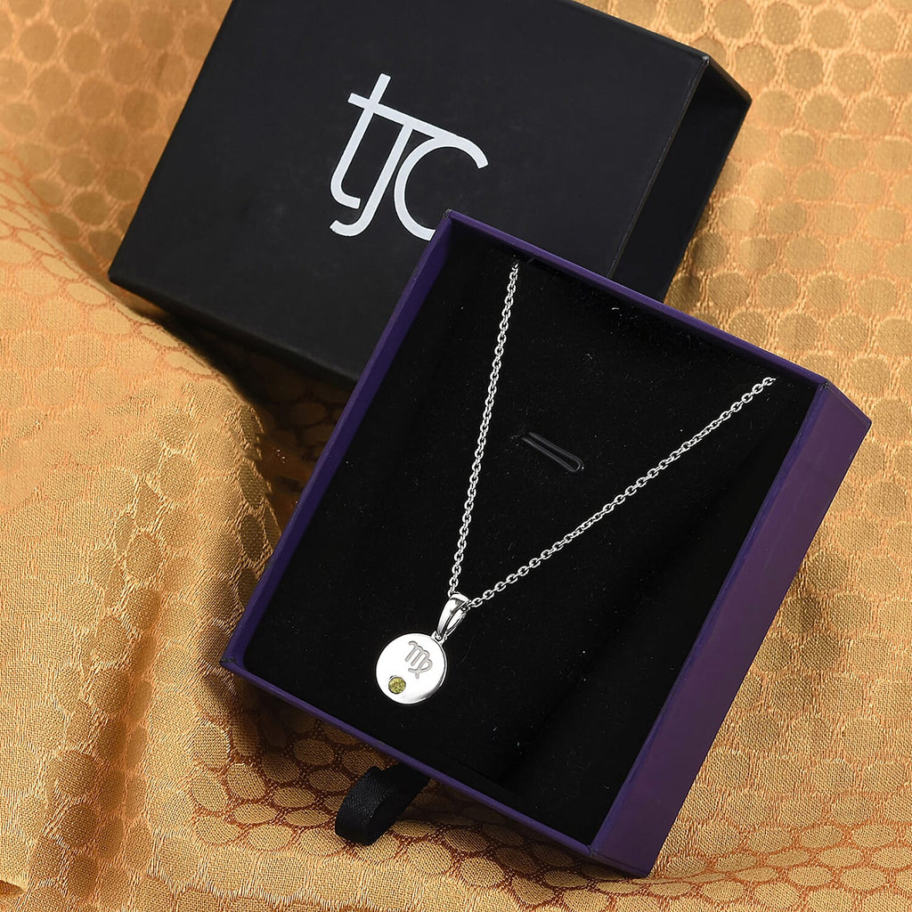 2 Piece Set -  Peridot Cable Chain CL-35 and Pendant  Sterling Silver 0.10 ct  0.100  Ct.