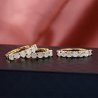 2 Piece Set -  Rainbow Moonstone Ring and Full Hoop Earring in 14K Yellow Gold Plated Sterling Silver 3.50 Ct.