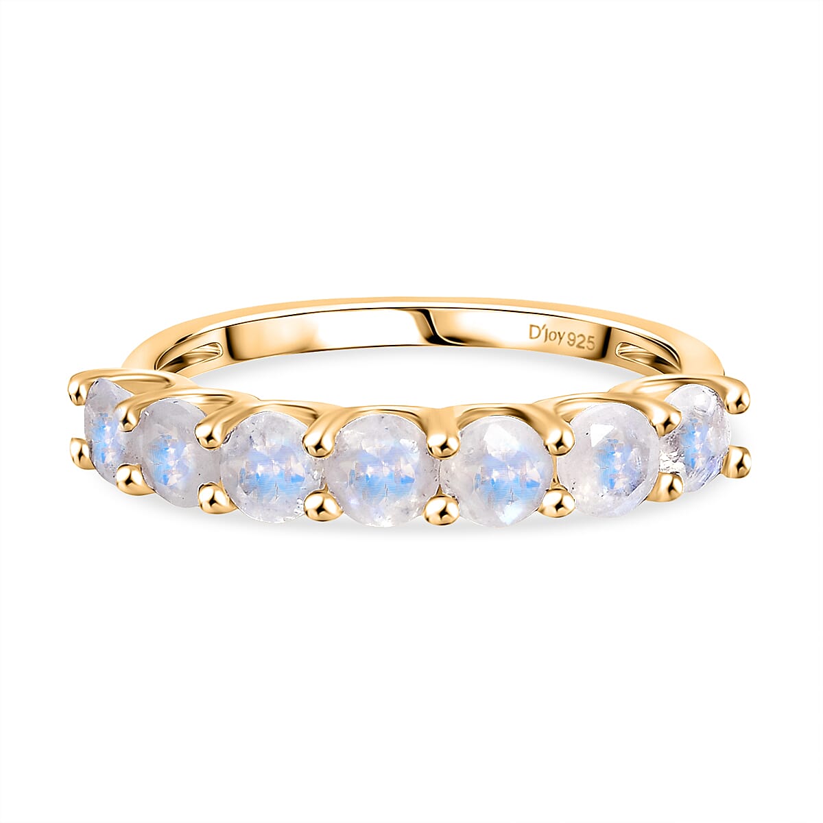 2 Piece Set -  Rainbow Moonstone Ring and Full Hoop Earring in 14K Yellow Gold Plated Sterling Silver 3.50 Ct. 4396938 3