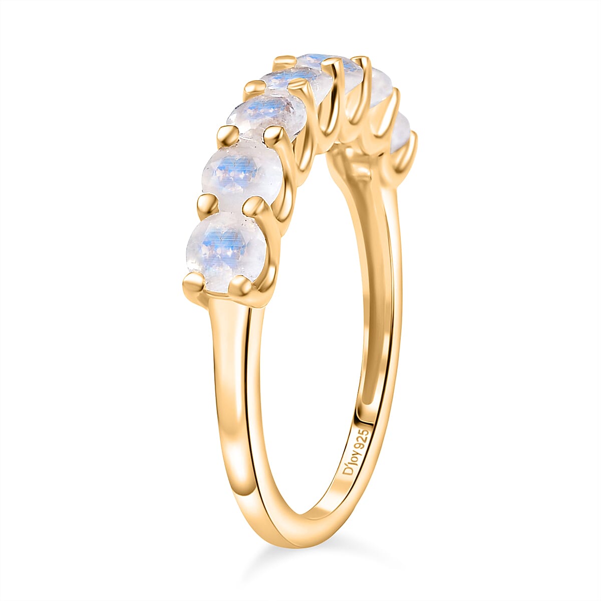 2 Piece Set -  Rainbow Moonstone Ring and Full Hoop Earring in 14K Yellow Gold Plated Sterling Silver 3.50 Ct. 4396938 4